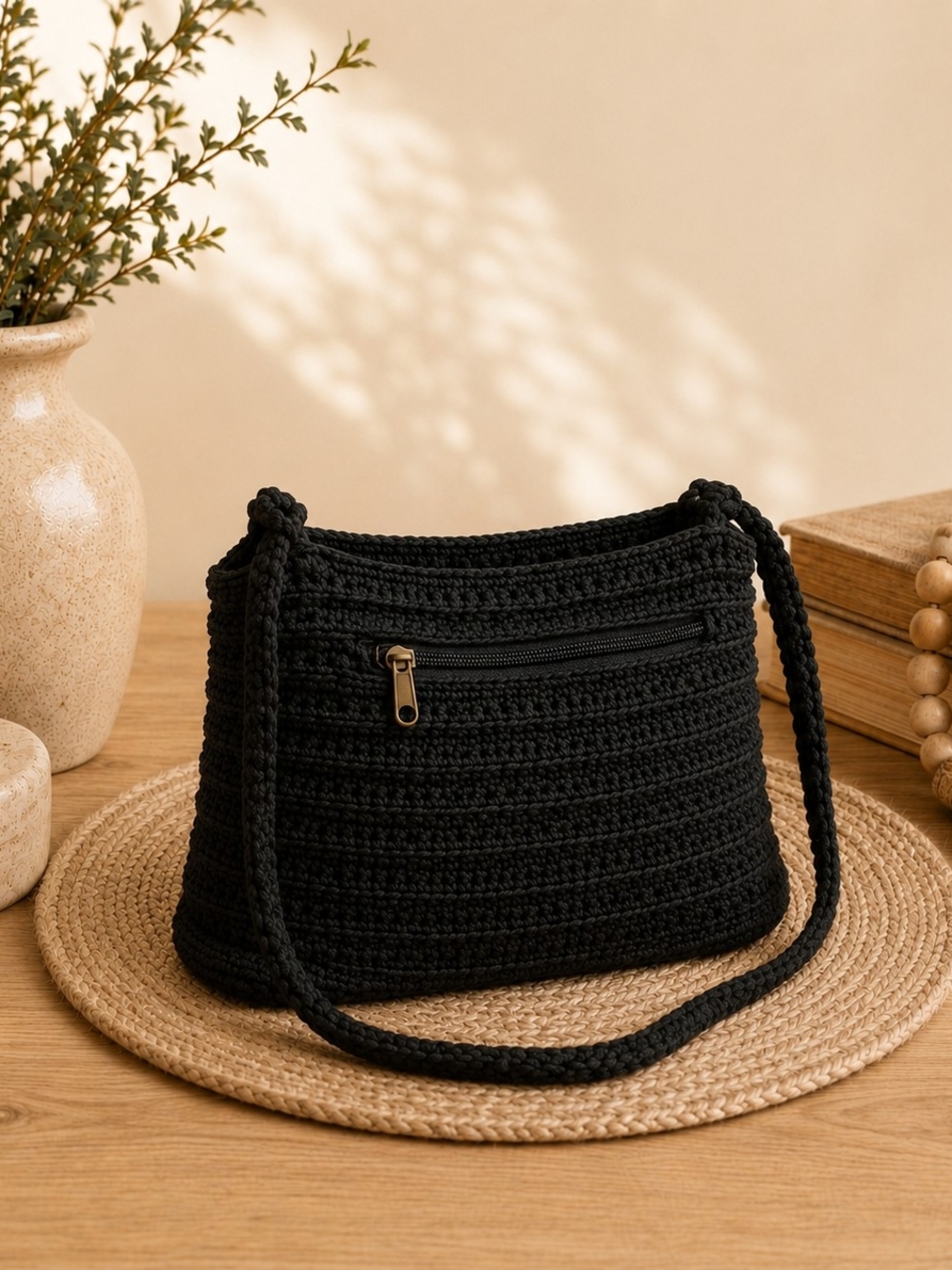 Croft & Barrow Black Crochet Handbag